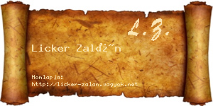 Licker Zalán névjegykártya