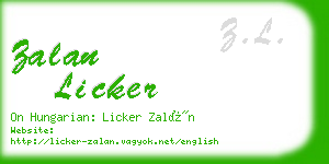 zalan licker business card